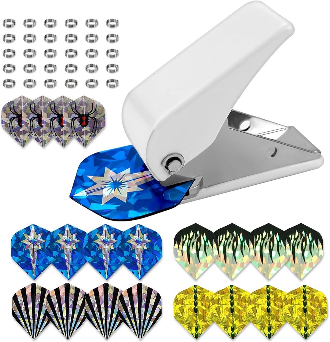 Dart Flights Hole Punch met 100 Stuks Metaal O-Ringen voor Darts Accessoires en Spelverbetering