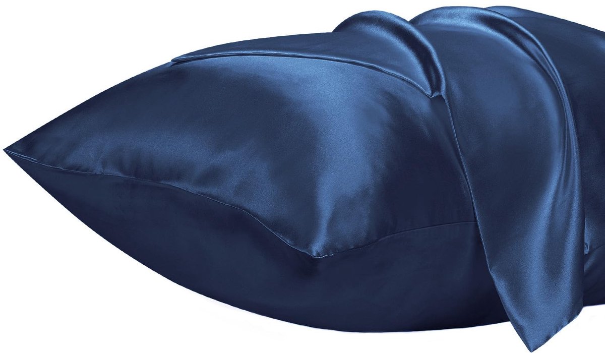 Set van 2 Satin Kussenhoezen 40x70cm, Navy Blauw, Oeko-TEX Gecertificeerd