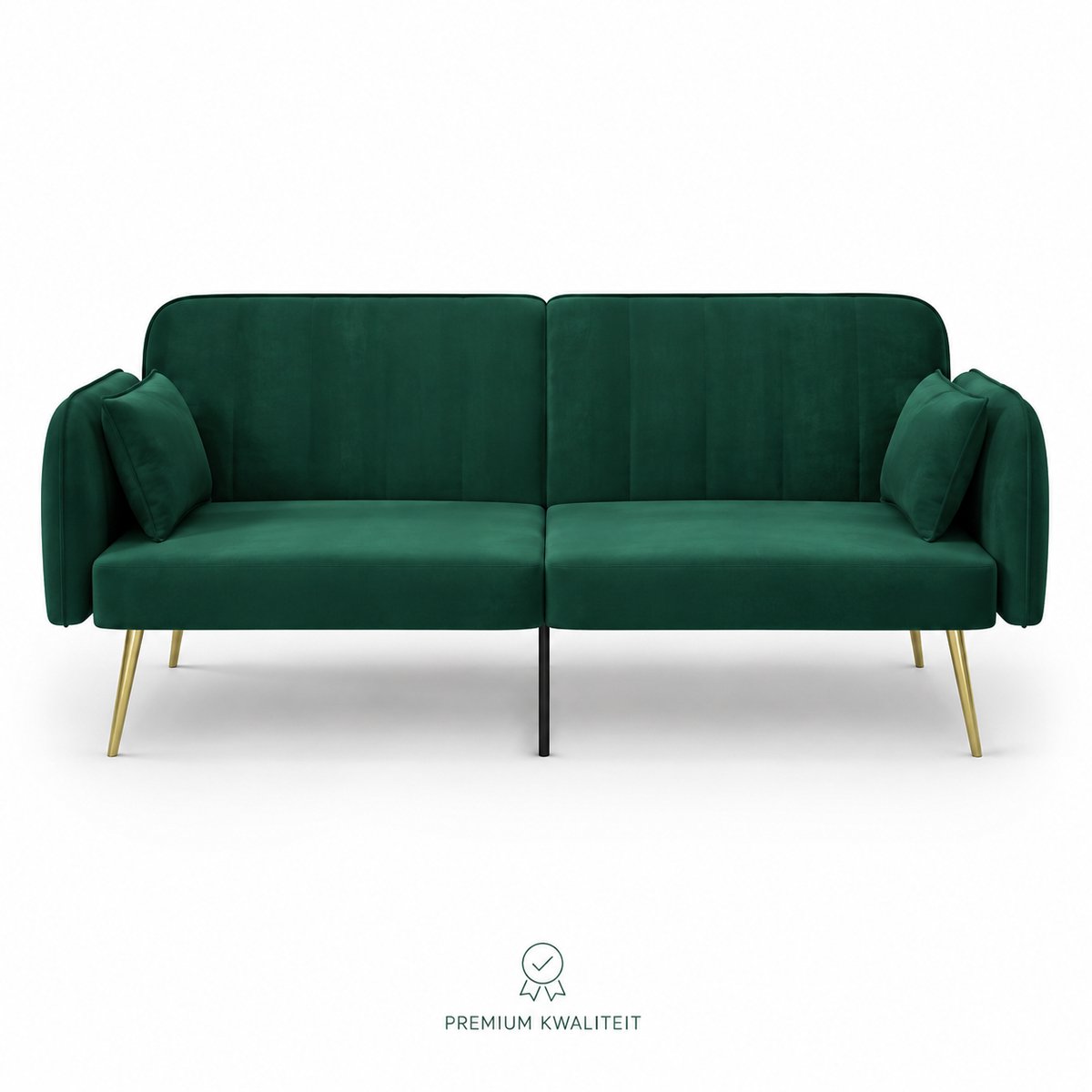 Jurrys Bank - Slaapbank - Zitbank - 2-zits - Verstelbare rugleuning - Inclusief 2 kussens - Woonkamer - Fluweel - 180x74x79,5 cm - Groen