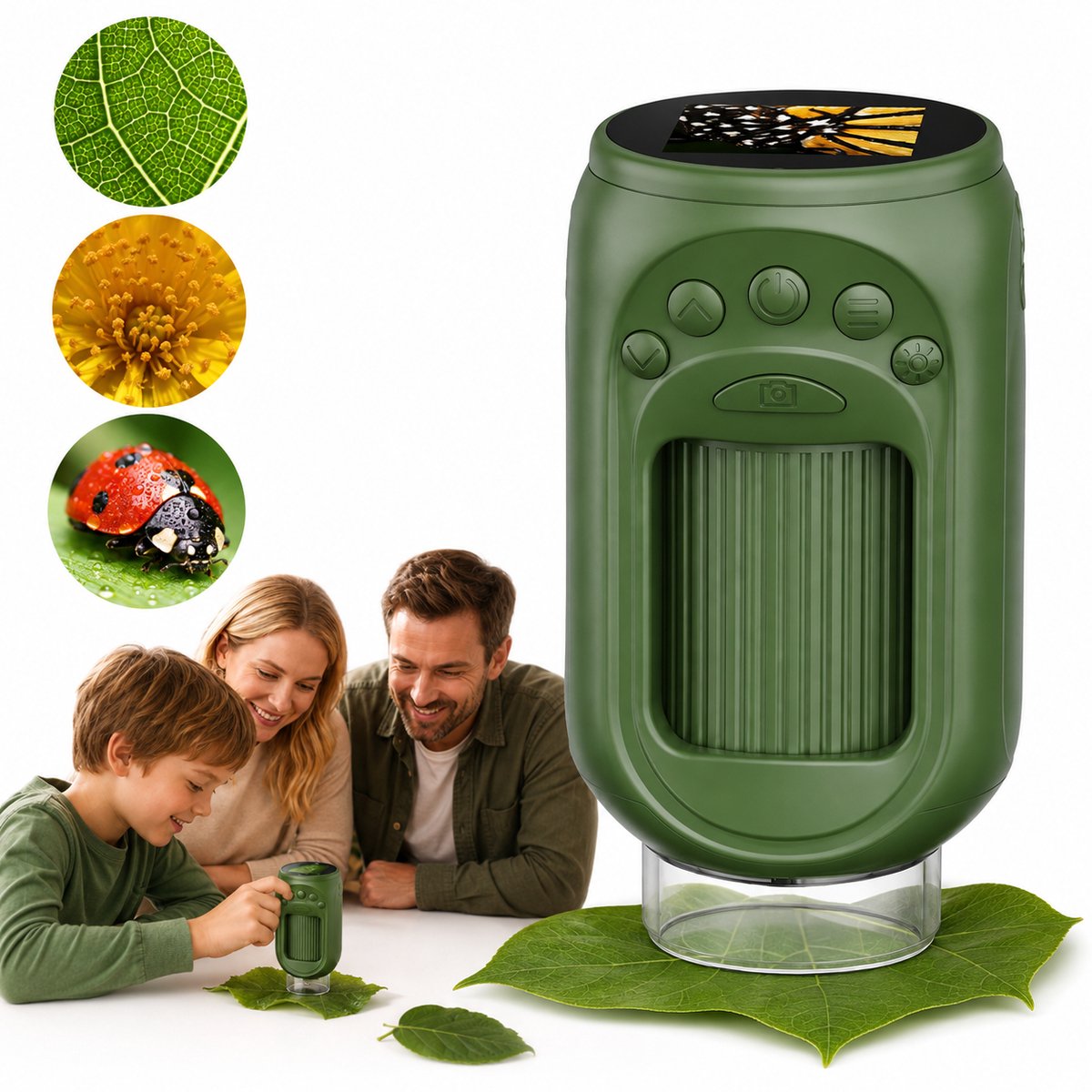 Digitale Kinder Microscoop - Met Lcd Scherm - Microscoop - Digitale Kindermicroscoop met 1.54" IPS Scherm - Handmicroscoop 1000x Zoom met 8 LED Verlichting - Pocket STEM Educatief Buitenspeelgoed Cadeau voor Kinderen - Donkergroen