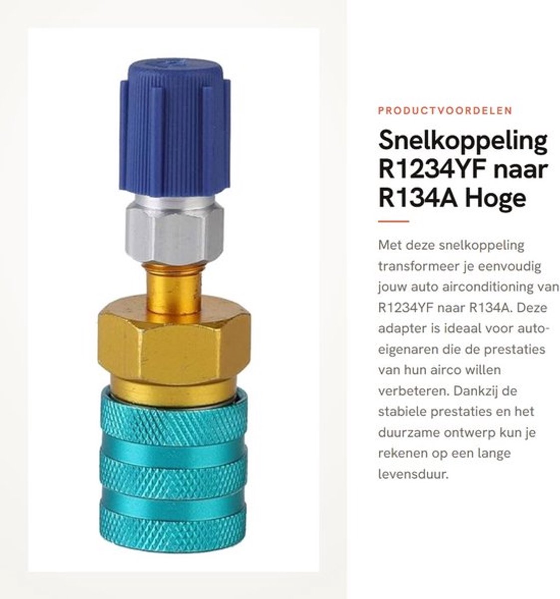Snelkoppeling R1234YF naar R134A - snelkoppeling auto - airco snelkoppeling - adapter - lage zijde fitting
