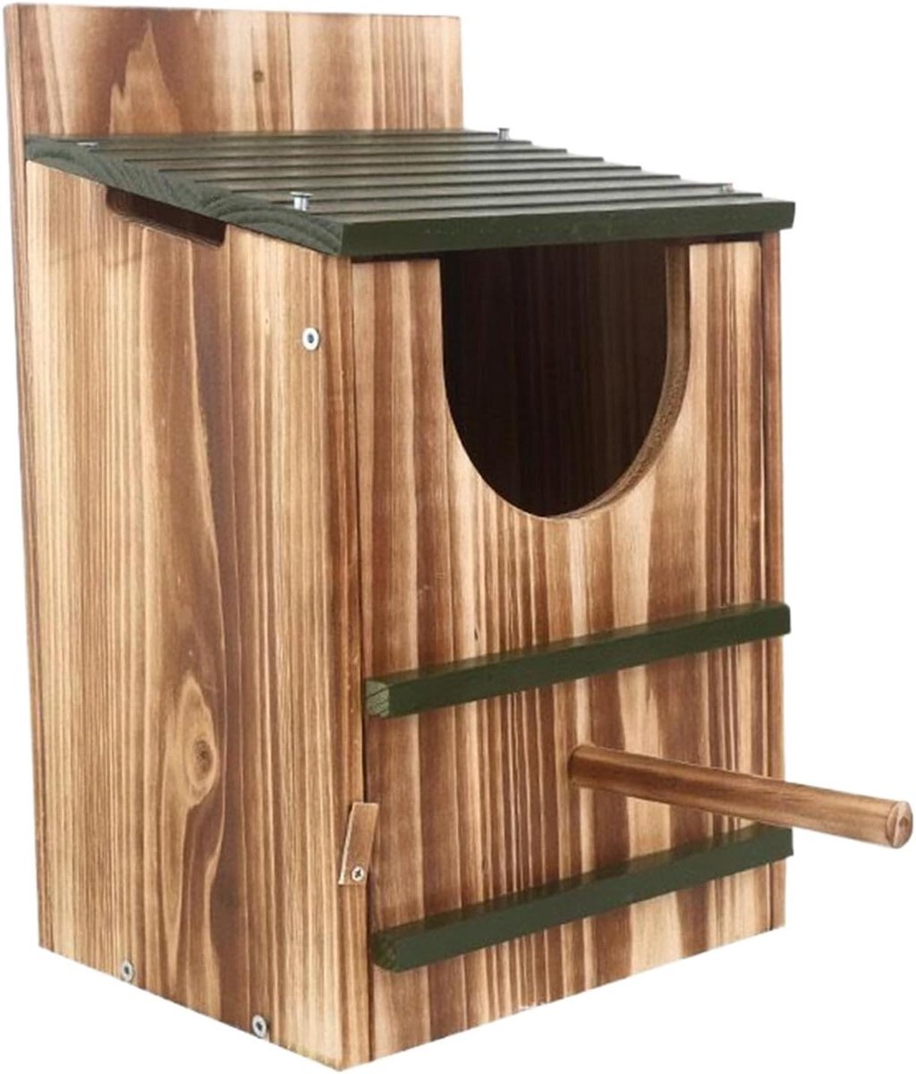 Nestkast Uil - Vogelhuisje Eekhoorn - Dierenhuisje Tuin - Gecarboniseerd Hout - 37 x 31 x 22 cm - Niet gespecificeerd