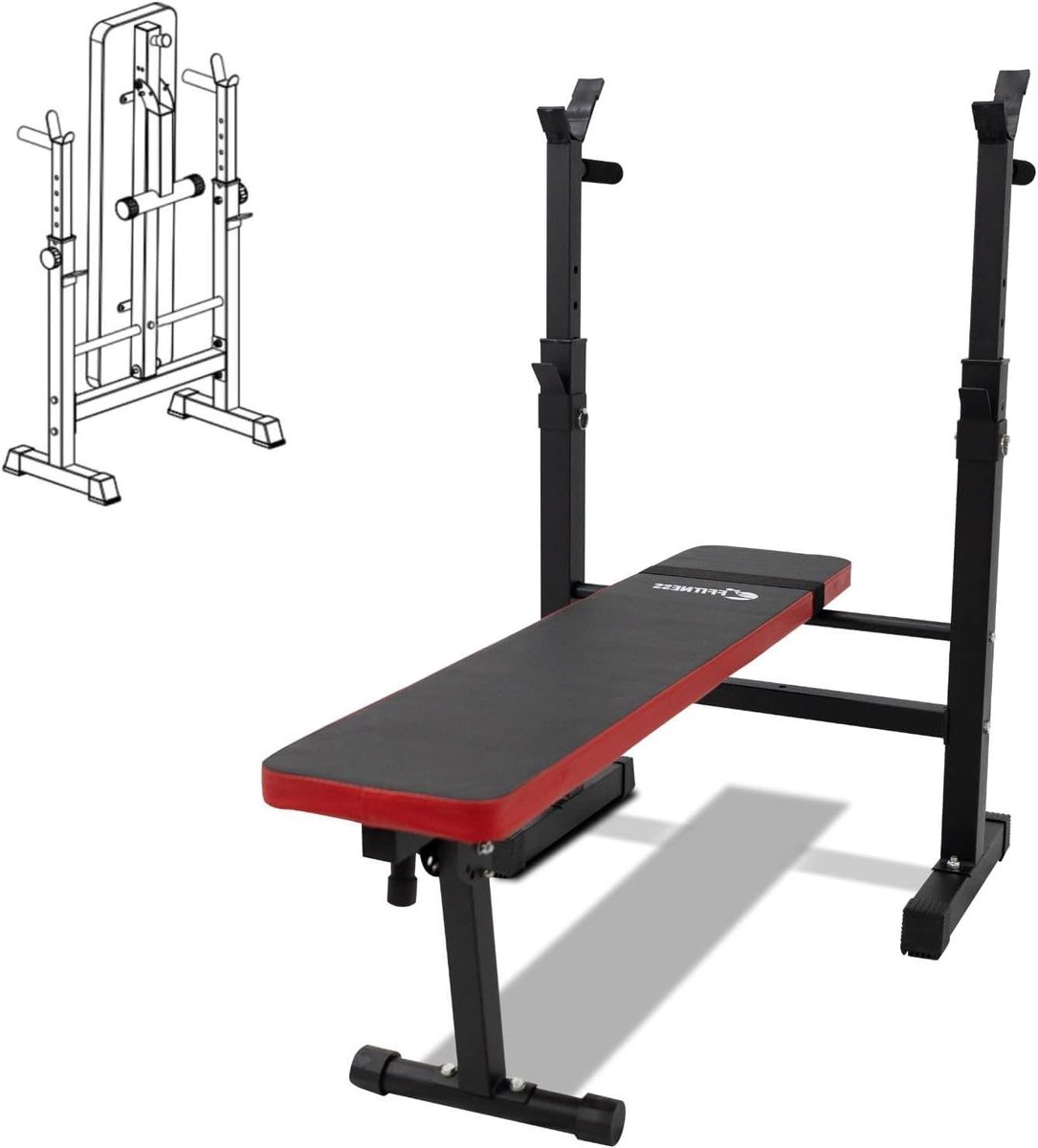 Verstelbare Trainingsbank - Fitnessbank Halterbank - Kracht Training - Opklapbaar Ruimtebesparend - Max 180 kg - Rood Zwart
