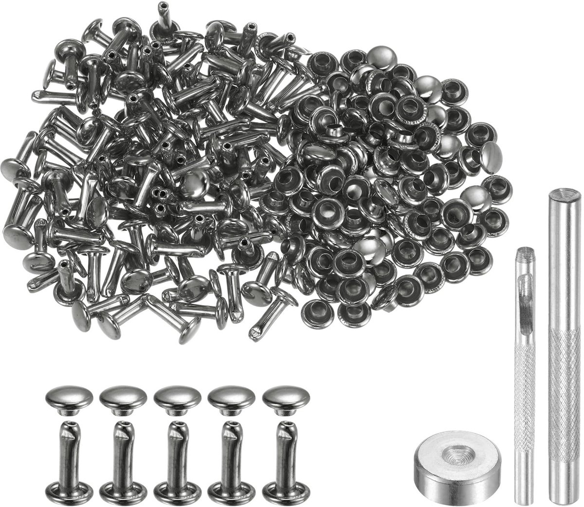 100 Stuks 10 x 6 mm Ronde Doppelkappen Nieten voor Leder en Stof
