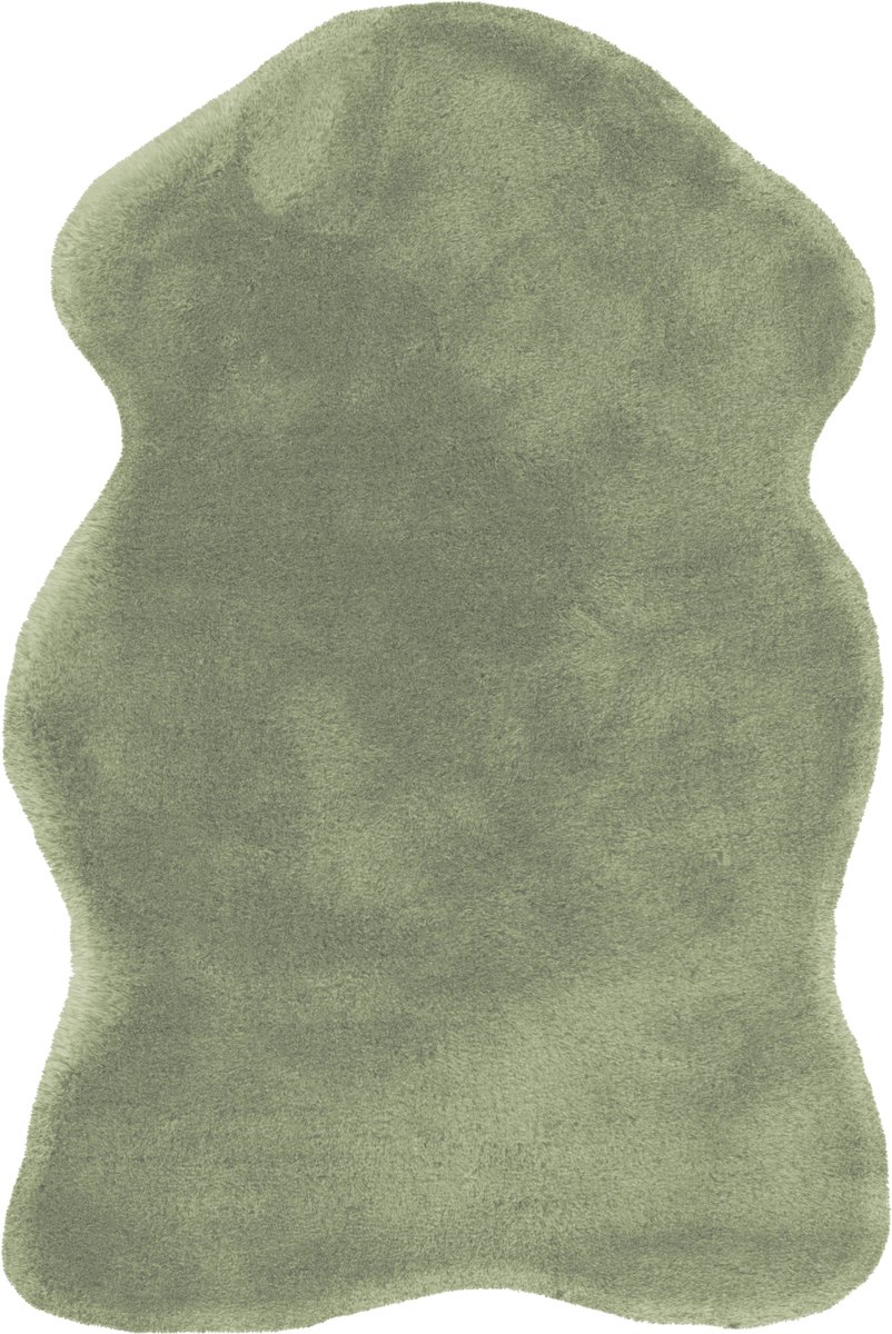 Padiro hoogpolig vloerkleed 60 x 90 cm - mintgroen - modern effen design - geschikt voor vloerverwarming - van polyester