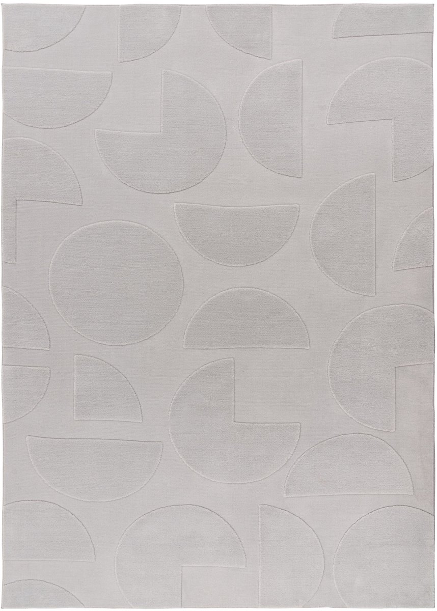 Padiro laagpolig vloerkleed 200 x 290 cm - zilver - modern geometrisch patroon - geschikt voor vloerverwarming - van polyester