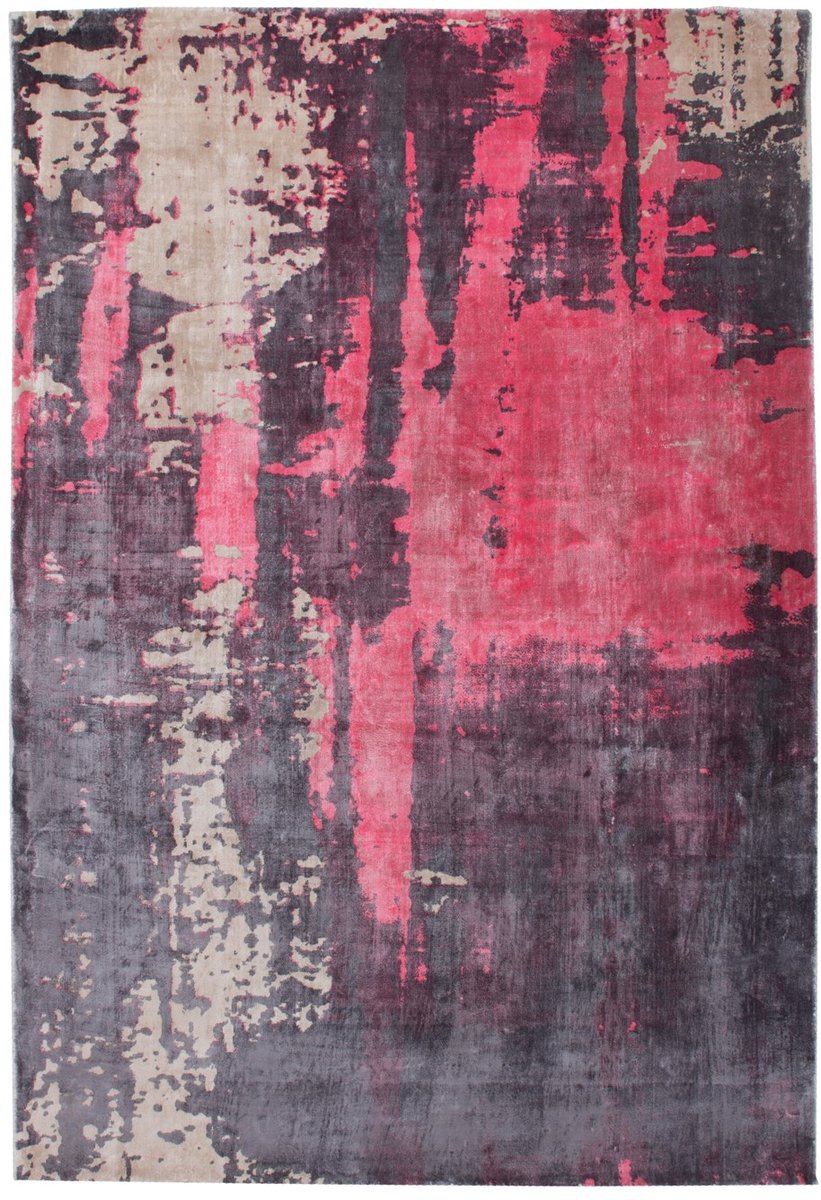Padiro laagpolig vloerkleed 170 x 240 cm - rood / beige / antraciet - modern abstract design - geschikt voor vloerverwarming - van viscose