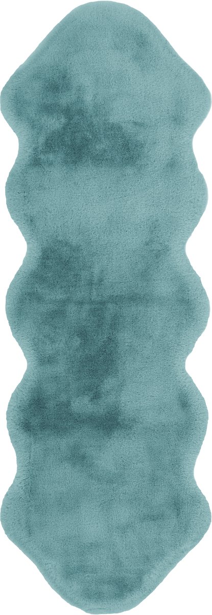 Padiro hoogpolig vloerkleed 60 x 180 cm - turkoois - modern effen design - geschikt voor vloerverwarming - van polyester