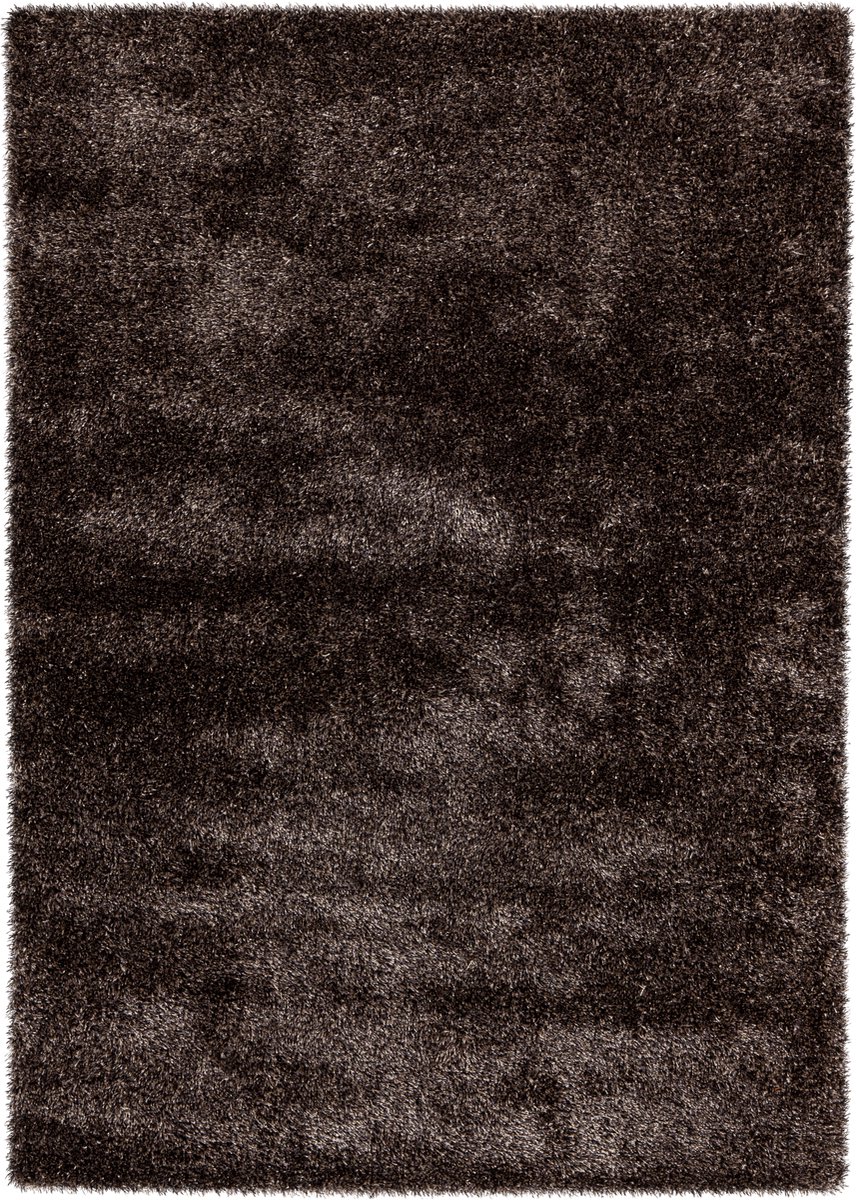 Padiro rond hoogpolig vloerkleed Ø 200 cm - antraciet - modern effen design - geschikt voor vloerverwarming - van polyester