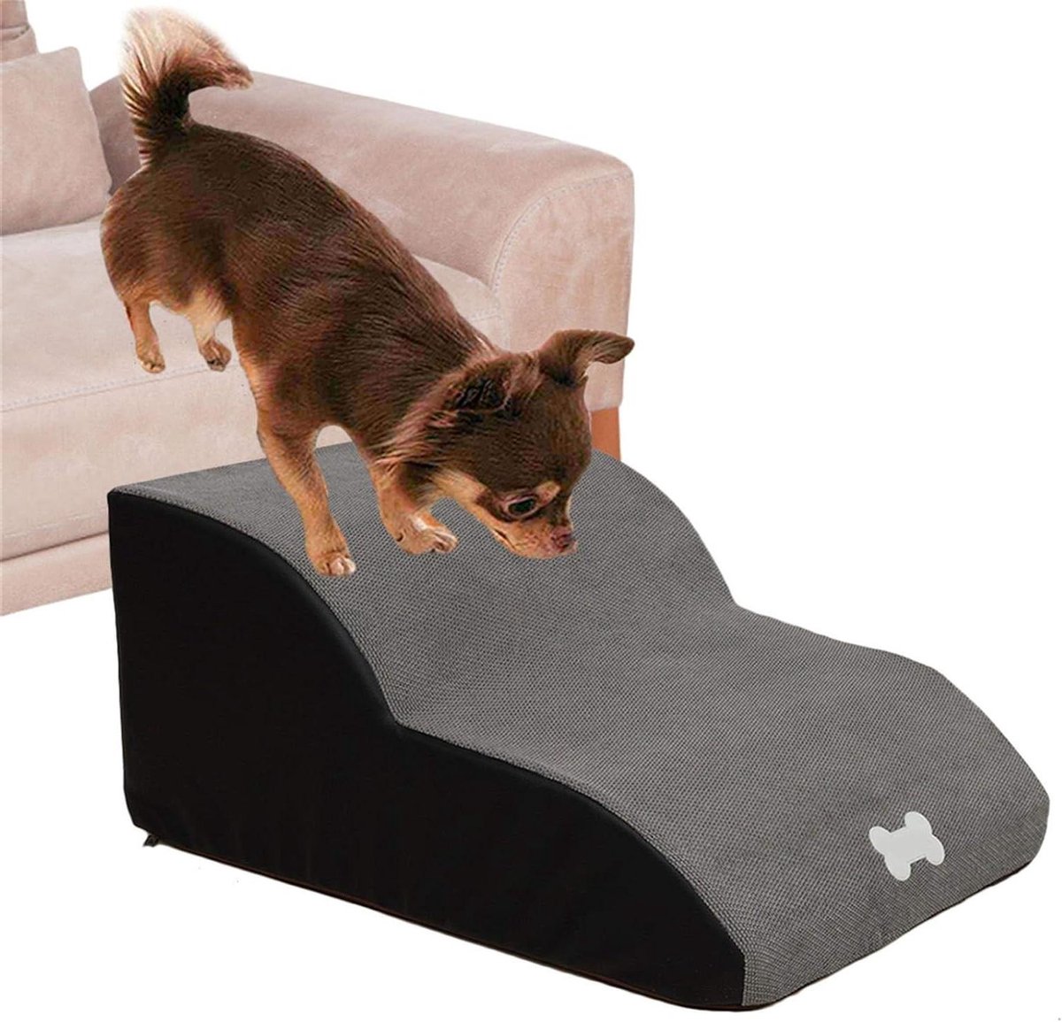 Huisdier Trappen - Hondenhellingen Ladder - Huisdieren Zelfstandig - Anti-slip Bodem - 55 kg - Grijs