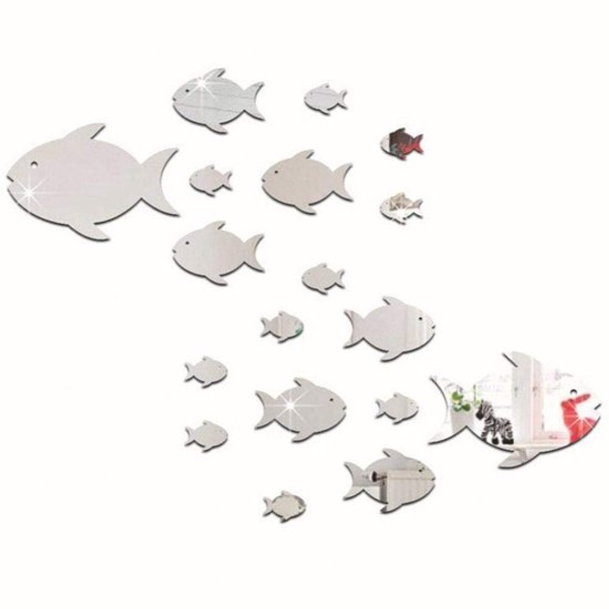 Muursticker Viszwerm - Acryl Waterdicht - Wanddecoratie Modern - Decoratiestickers Set - Geschikt voor Glas/Tegels - Veilig voor Kinderen