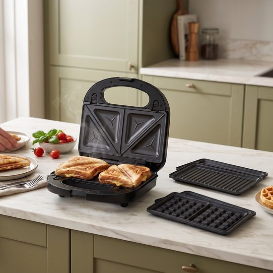Tomado TGM2002B - Multigrill - 3 in 1 - Tosti ijzer - Wafelijzer - Contactgrill - PFAS vrij - Zwart van Tomado — afbeelding 3