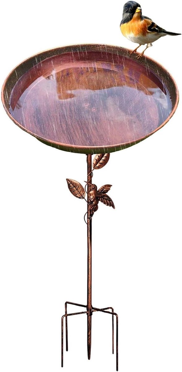 Vogelbad Buiten - Waterbak Vogels - Tuin Decoratie - Roestvrij Metaal - 76x30.5 cm - Grijs