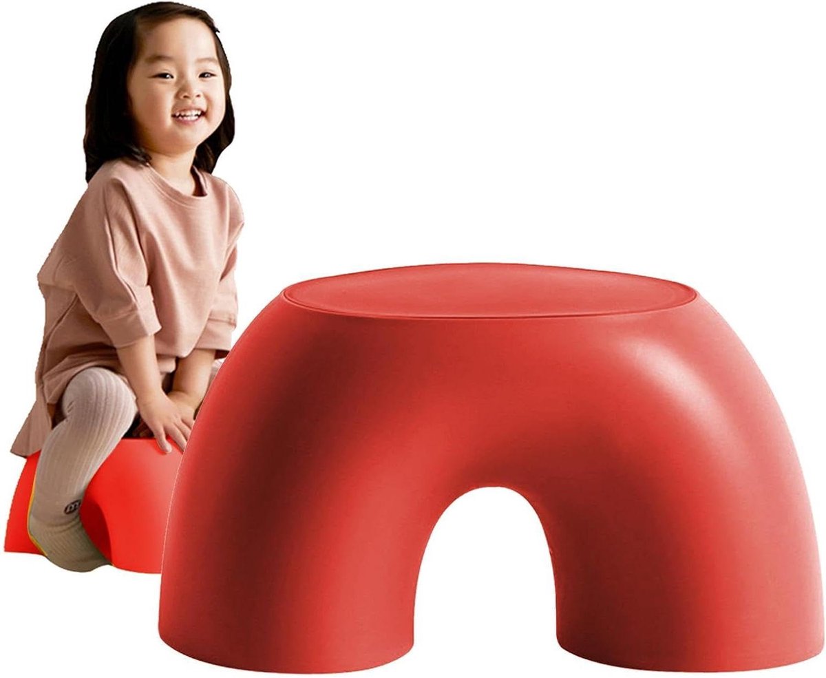 Kinderkruk Stoel - Kleine Krukjes - Veilig Zitten - Regenboog Ontwerp - 36 x 19.1 x 18.5 cm - Rood
