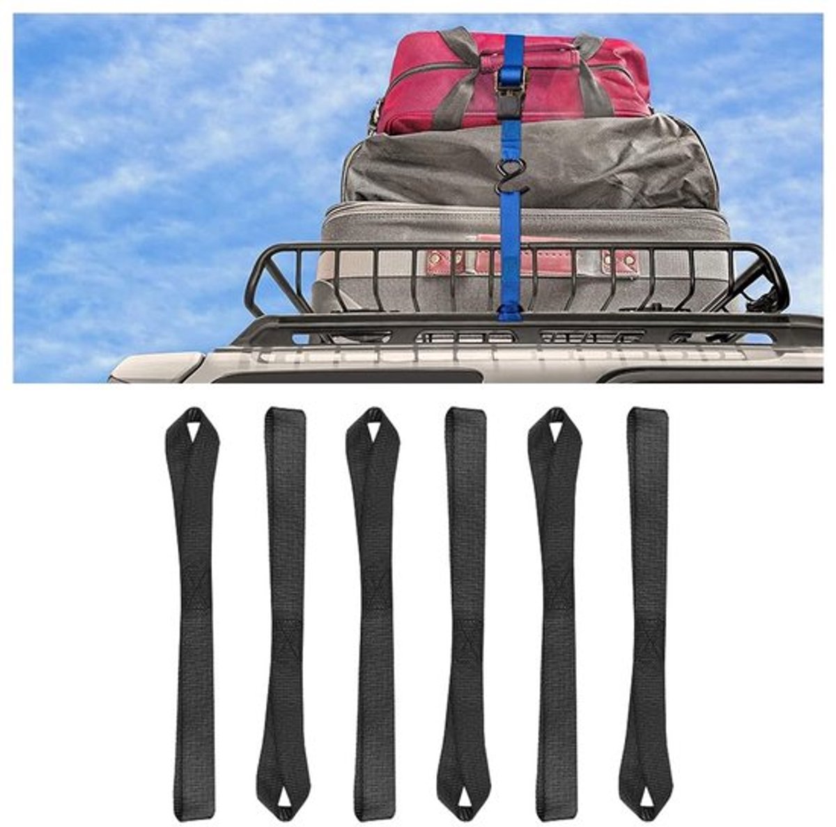 Spanbanden 6 Stuks - Zachte Spanbanden - Breukvast - Voor Aanhanger/Motorfiets - Effectieve Veiligheidsspanning 100 kg - PP Materiaal - Bindriemen