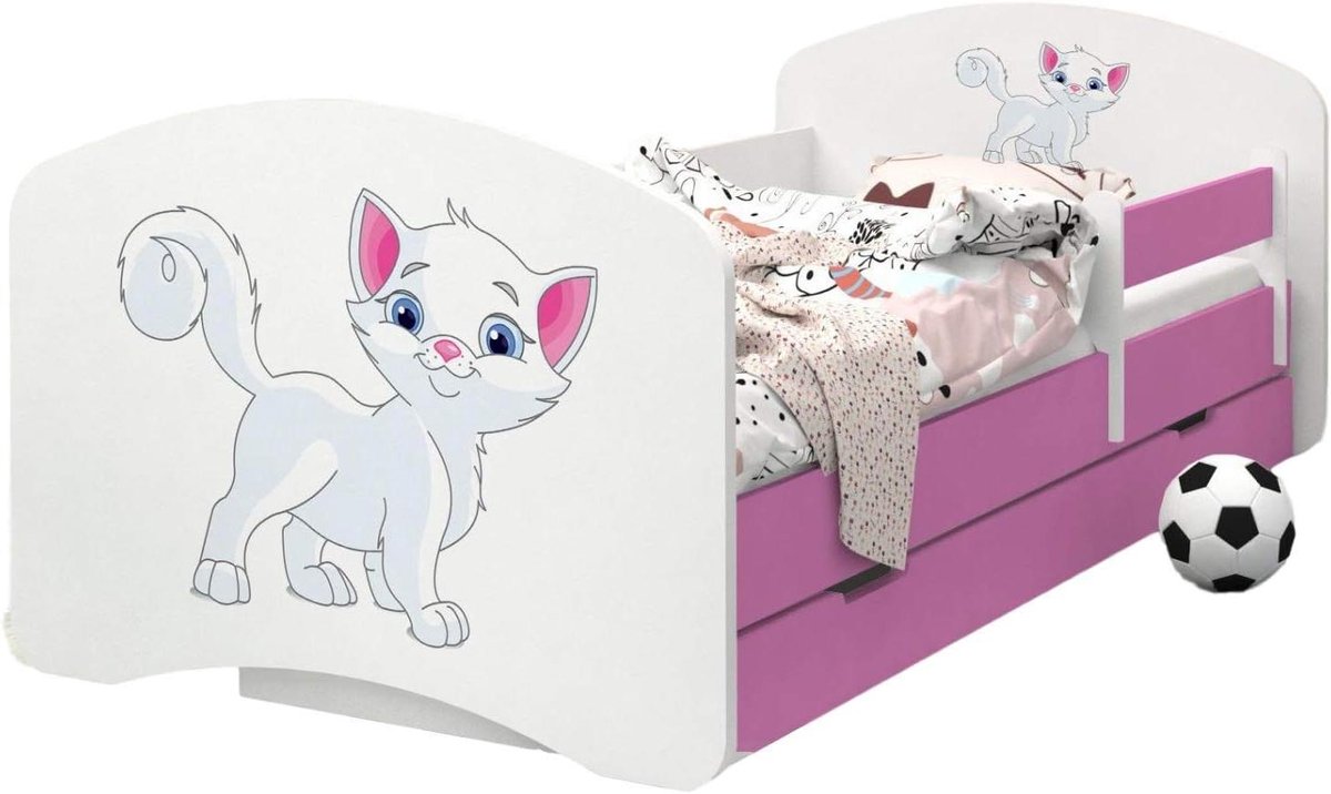 Kinderbed - Babybed Peuterbed - Veilig Slapen - Dubbelzijdig Ontwerp - 140x70 cm - Roze