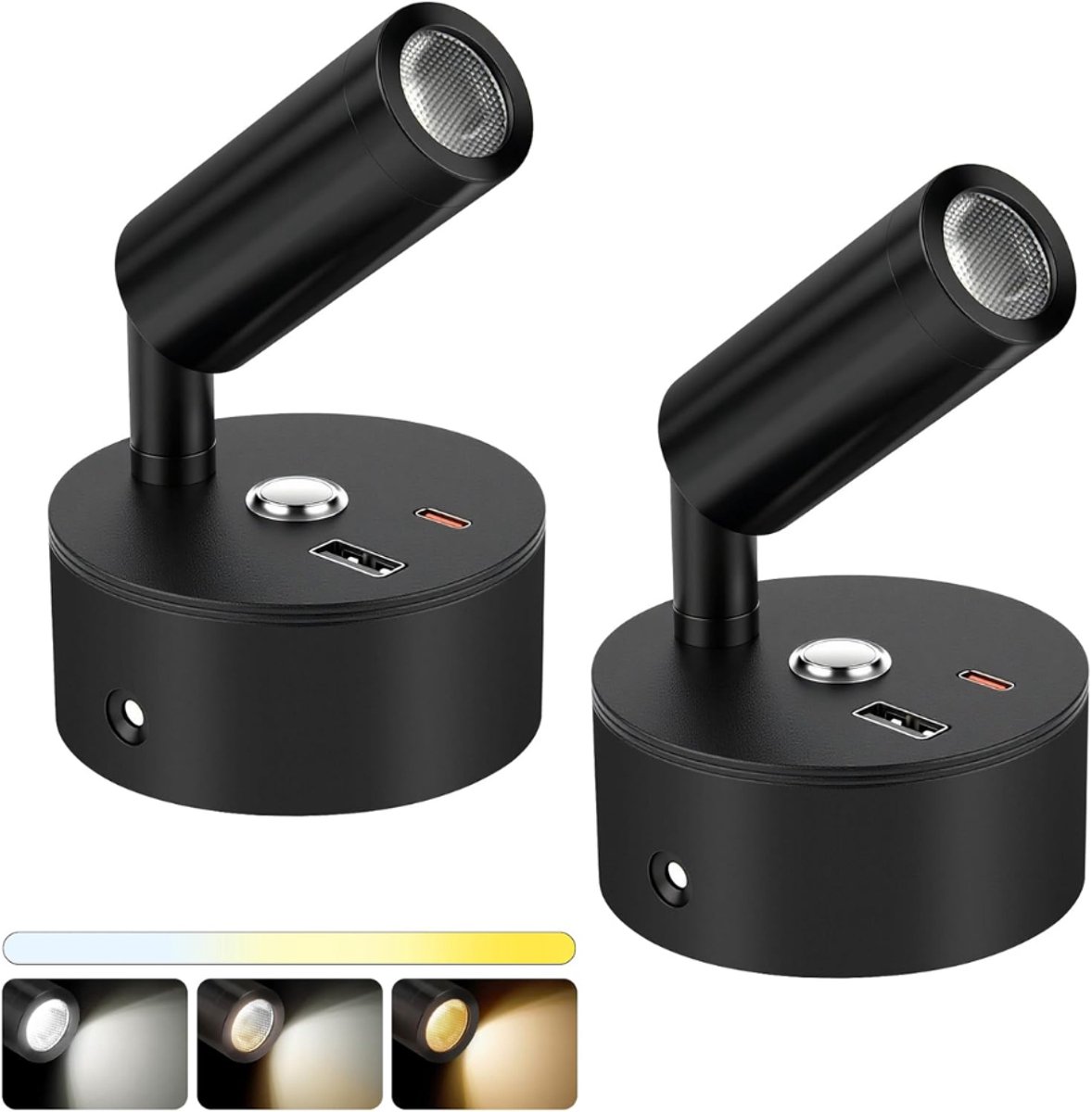 ZRNS® Leeslamp Slaapkamer - Nachtlampje Dimbaar - Bedlampje Hoofdbord - 3 Kleurtemperaturen - 2 Stuks - USB