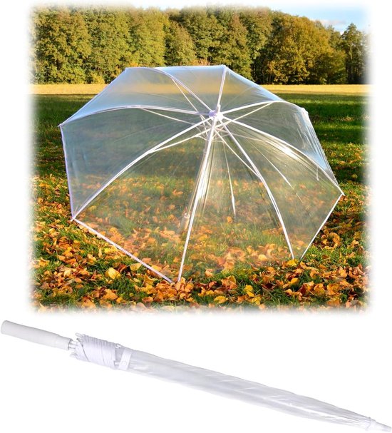 XXL Paraplu - Bruidsparaplu Golfparaplu - Bescherming tegen Regen - Groot Lichtgewicht Frame - 135 cm Diameter - Transparant Wit