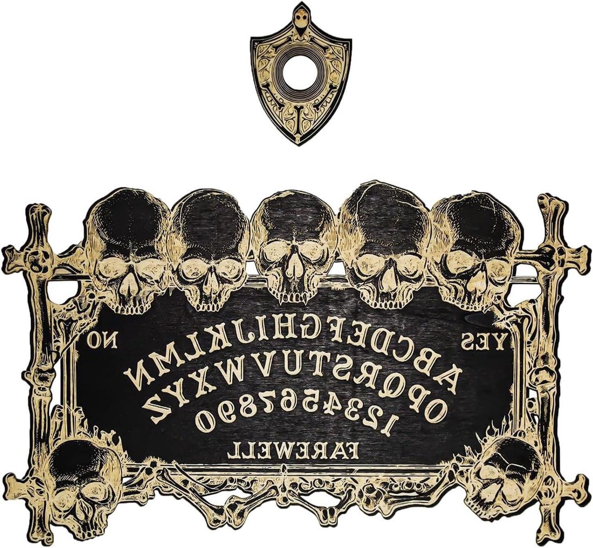 Spirit Bord Spel - Waarseggerij Plank Ouija - Metafysische Communicatie - Houten Materiaal - 31 x 18.5 cm - Schedel
