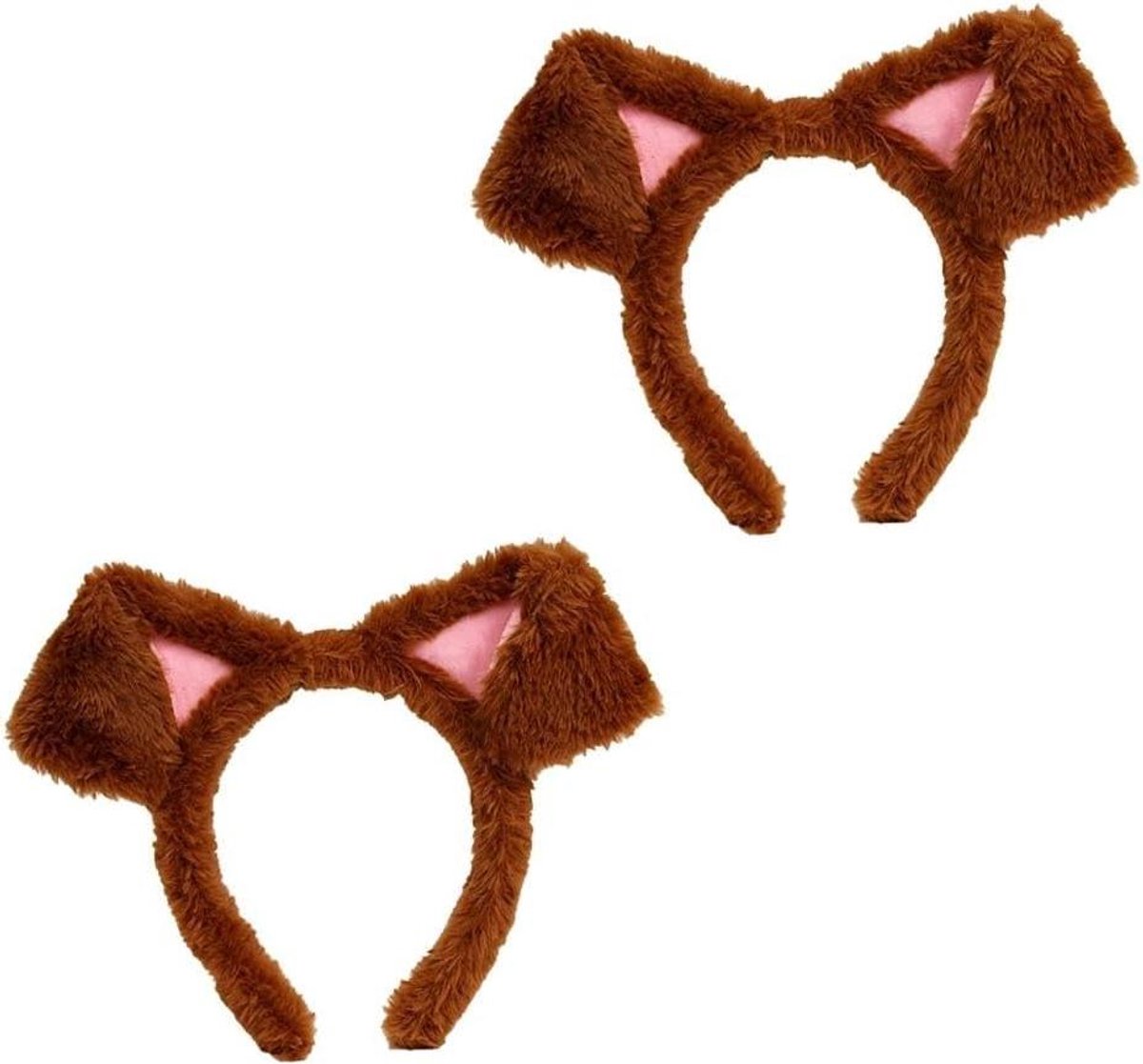 Hondenoren Hoofdband - Dierenoren Accessoire - Feestkostuum - Pluche Stof - 21 x 15 cm - Bruin