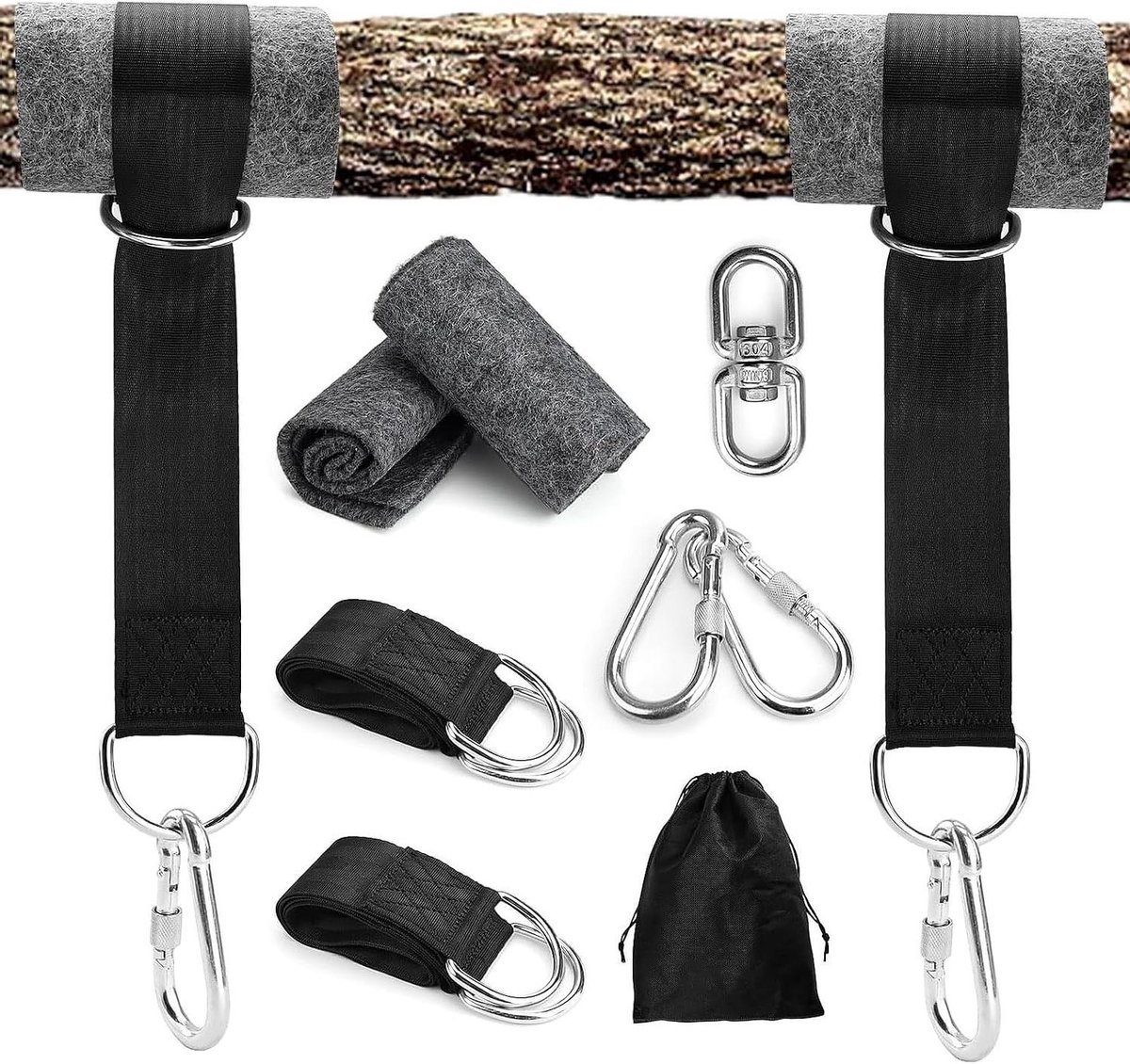 Schommelbevestiging - Hangstoel ophanging - Tuinplezier - 500 kg draagvermogen - 90 cm - Zwart