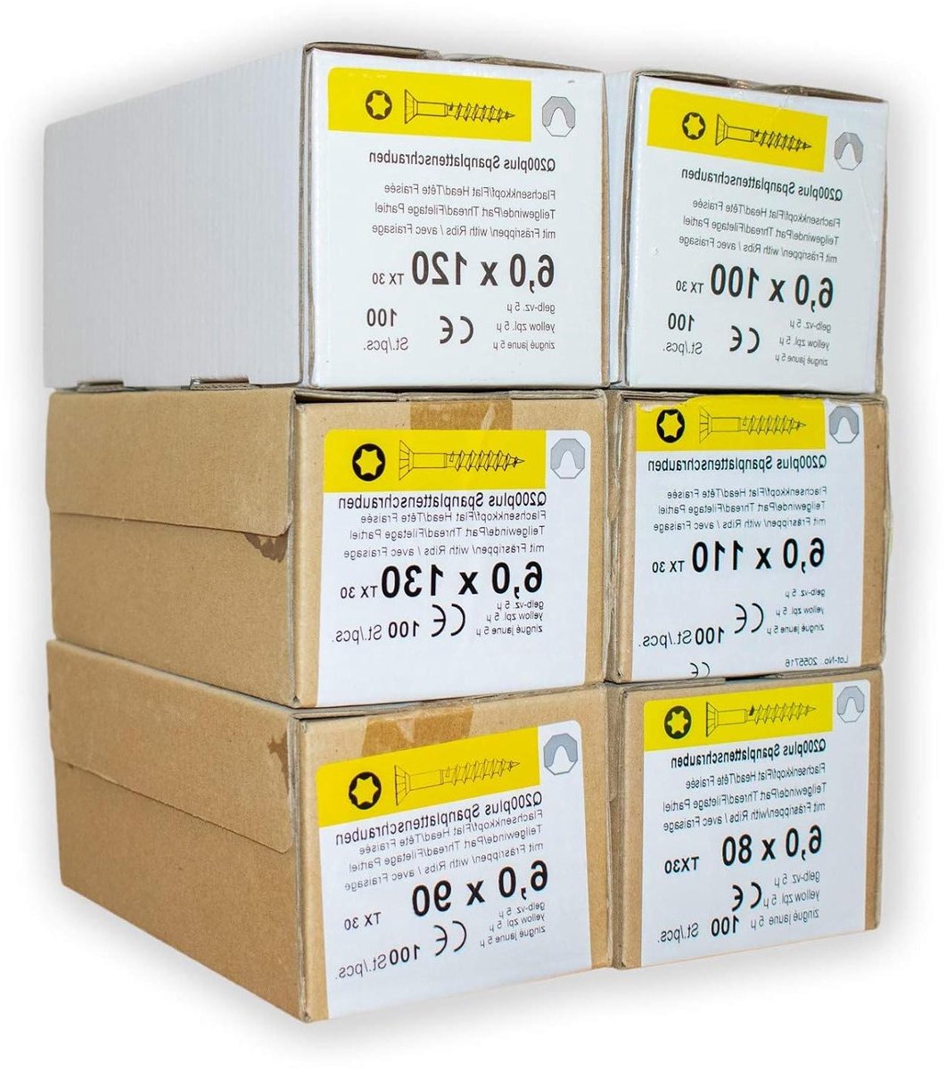 Houtschroeven Assortiment - Spaanplaatschroeven Torx - Houten Constructies - Glijcoating Vermindert Weerstand - 600 stuks - Geel