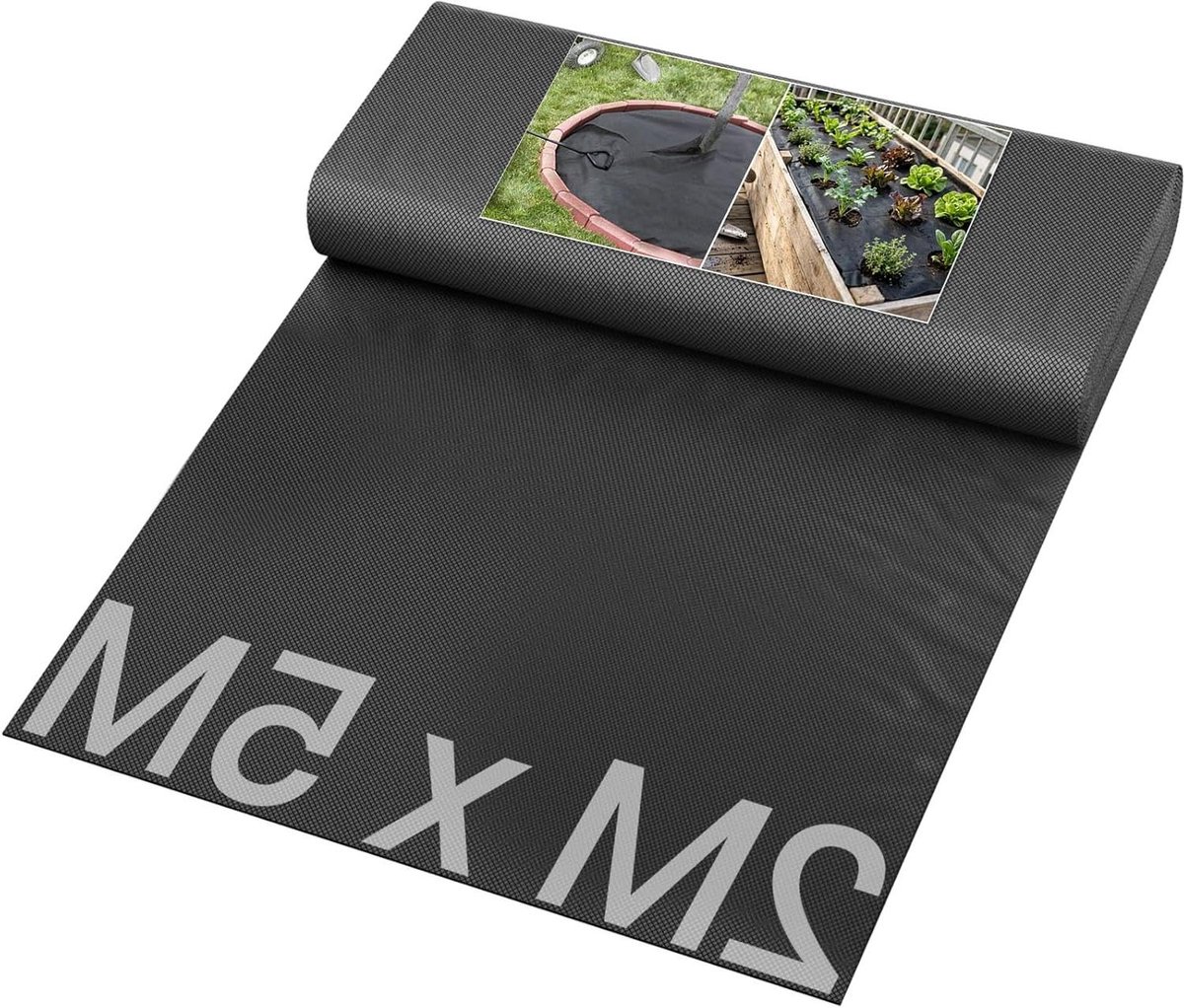 Onkruiddoek Tuinvlies - Onkruidfolie Mulchvlies - Onkruid Bestrijden - Waterdoorlatend Uv-bestendig - 2 x 5 m - Zwart