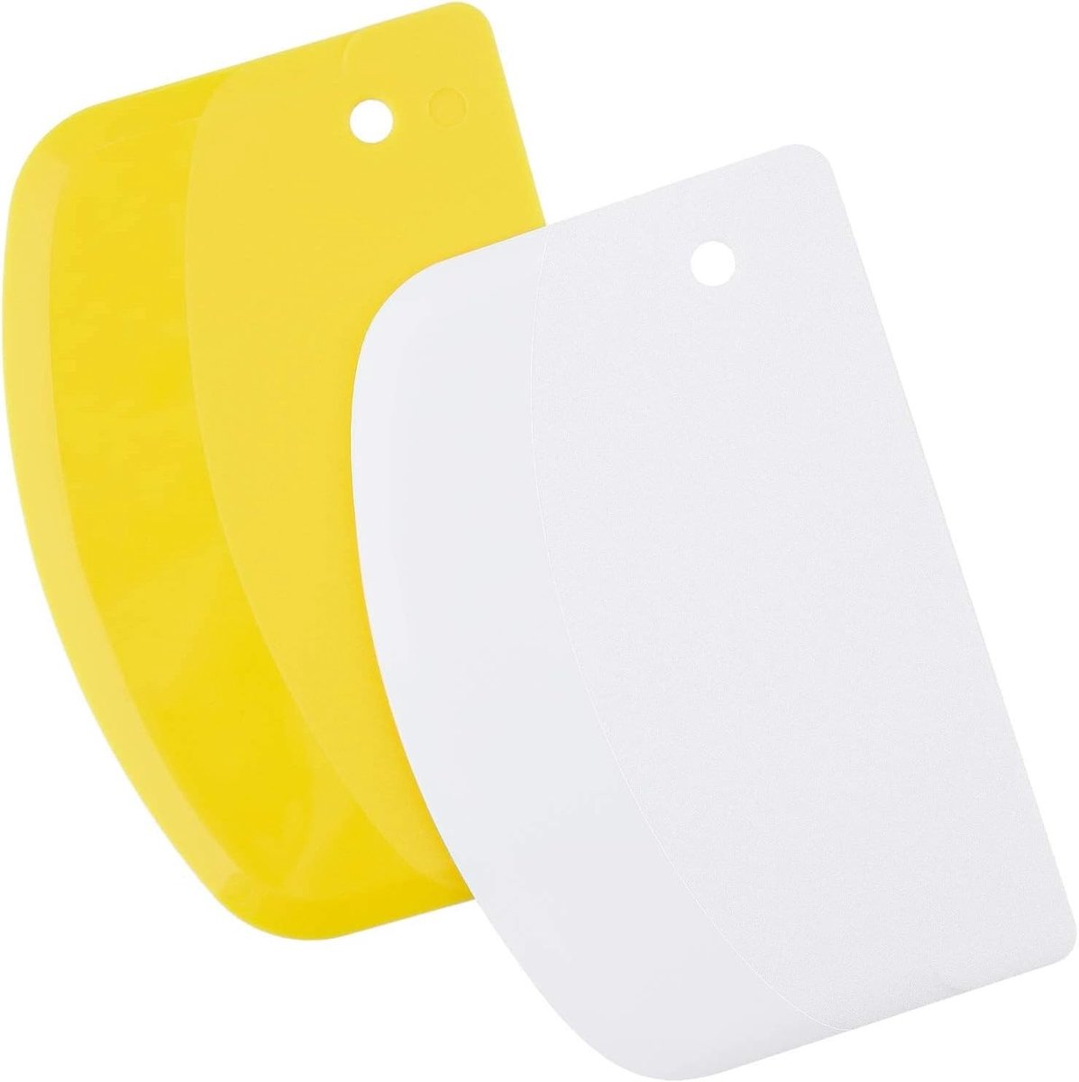 Set van 2 Plastic Deegschrapers 13.5x9cm voor Bakken, Taartdecoratie en Broodsnijden (Geel, Wit)