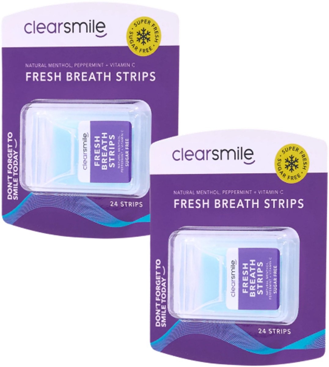 2x Clearsmile Fresh Breath Strips - Mint - 1 pack