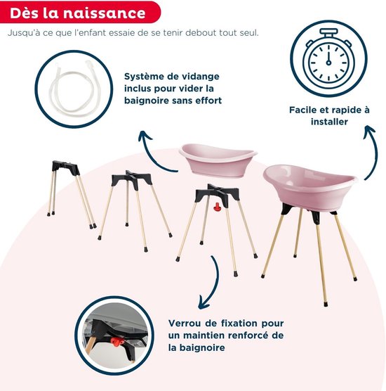 Babybad met standaard - Baden baby Babybadje - Baby wassen - Inklapbare standaard - 80 x 50 x 101 cm — afbeelding 5