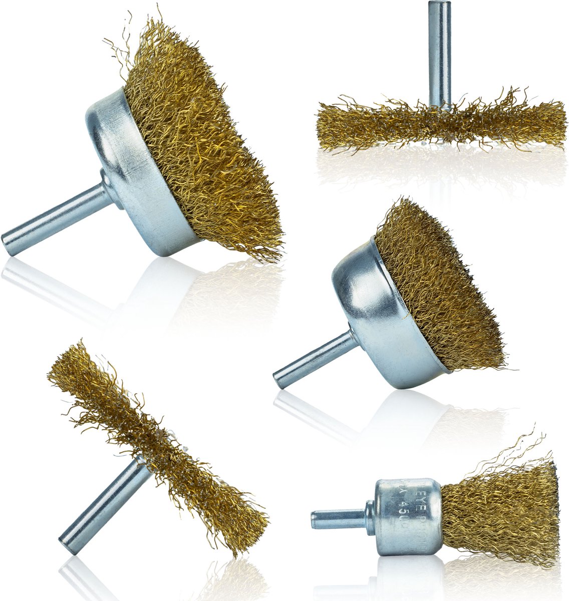 Rosfix Set Draadborstels voor Schroefboormachine - Messinggegolfd Draad - 1/4"" Schacht, 50/65/25 mm