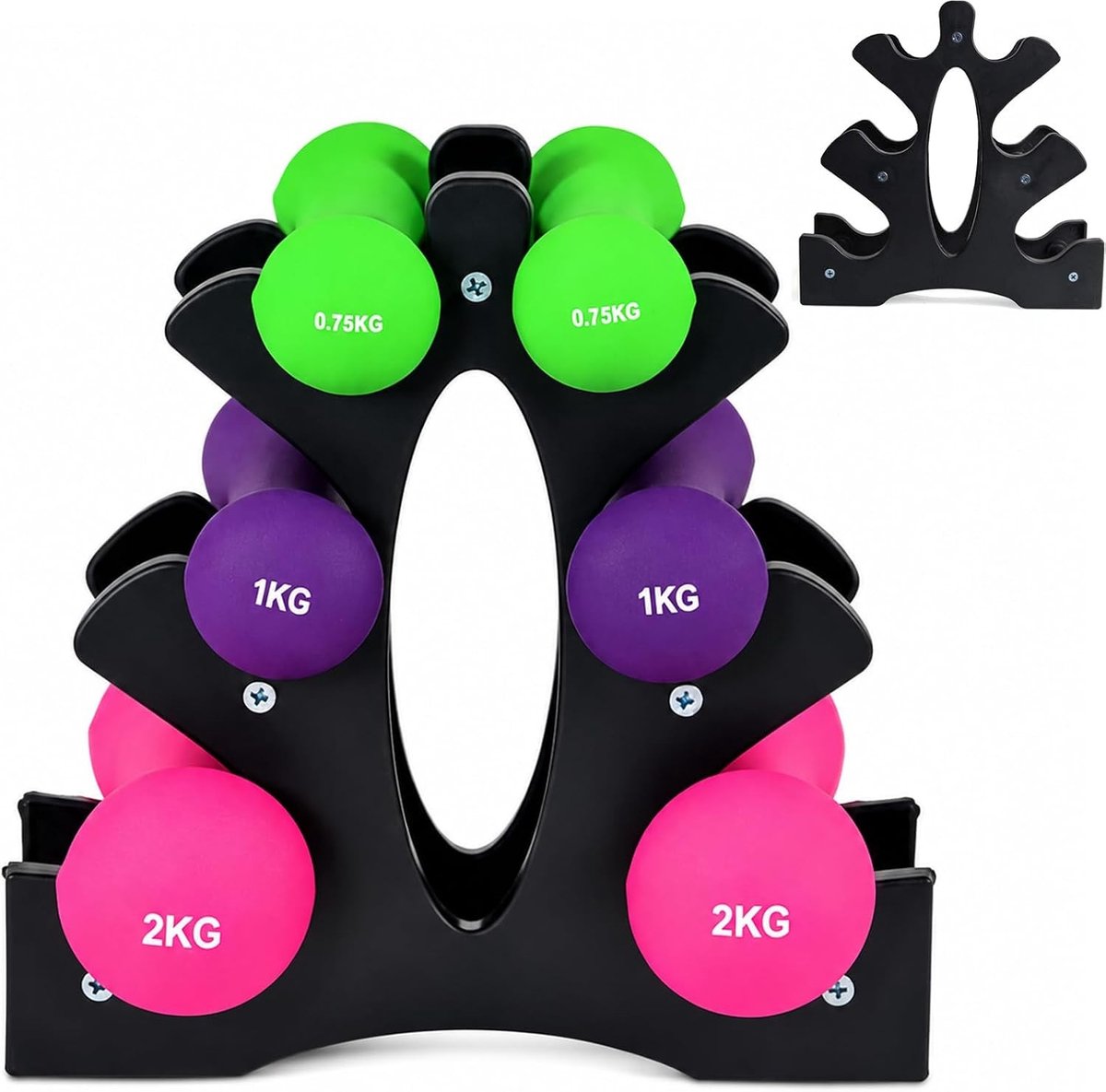 Dumbbell Rack met 3 Niveaus voor Krachttraining, Fitness Accessoires en Gym Apparatuur