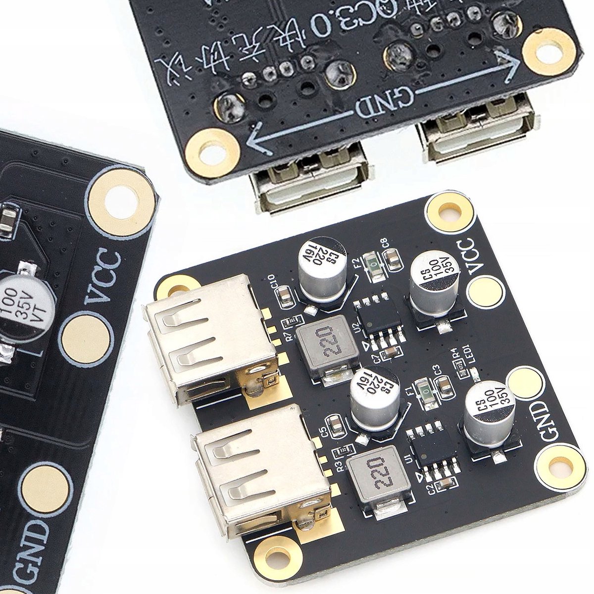 Rosfix DC-DC Step Down Converter 2-Kanaals Spanningverlager - USB 5V 3A Per Kanaal - 6–24V in 5V uit