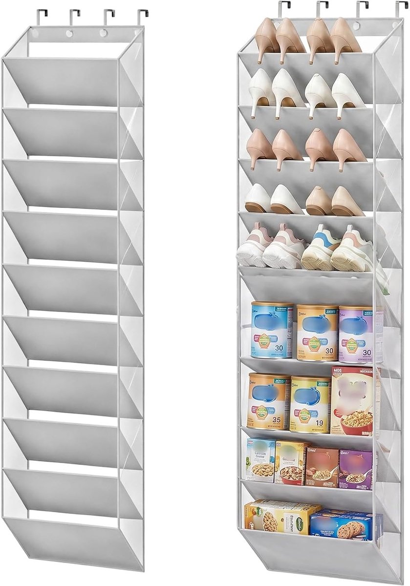 Hangend Schoenenrek voor Deur - Transparant - 42 x 17 x 180,3 cm - Schoenorganizer van PVC - Voor 20 Paar Schoenen