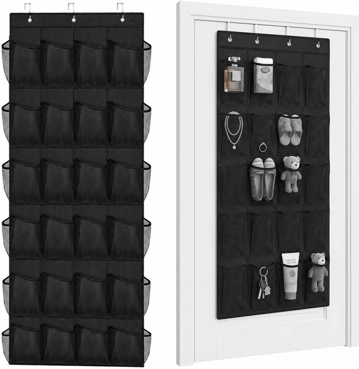 Hangende Schoenorganizer - Zwart - 150 x 55 x 1 cm - Opvouwbare Organizer met 24 Vakken - Voor Slaapkamer, Badkamer, Woonkamer