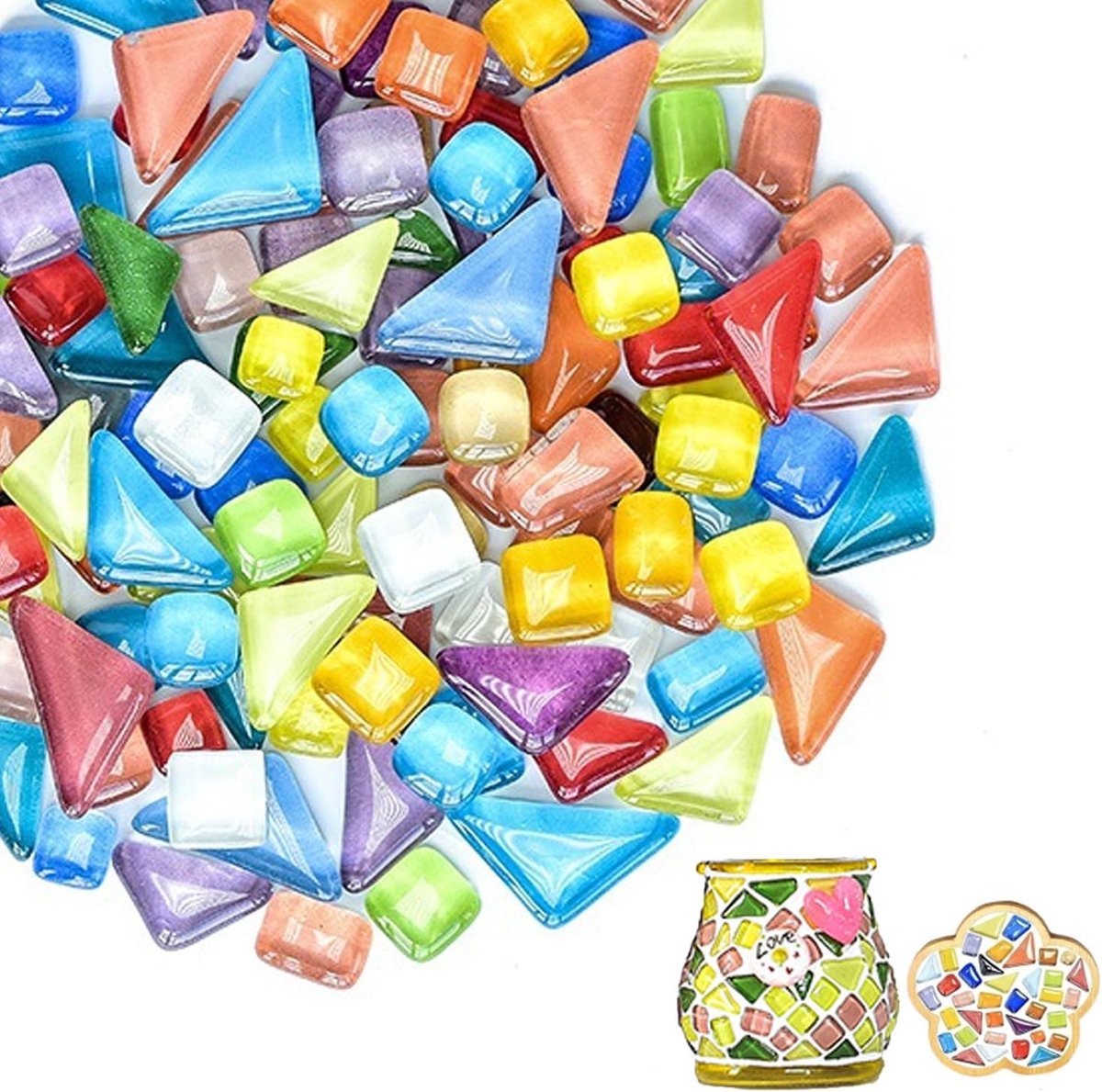Mozaïektegels - Honderd Kleuren - Ongeveer 630 Stuks - Kristallen Glasmozaïekset - Voor Kunst en Knutselen