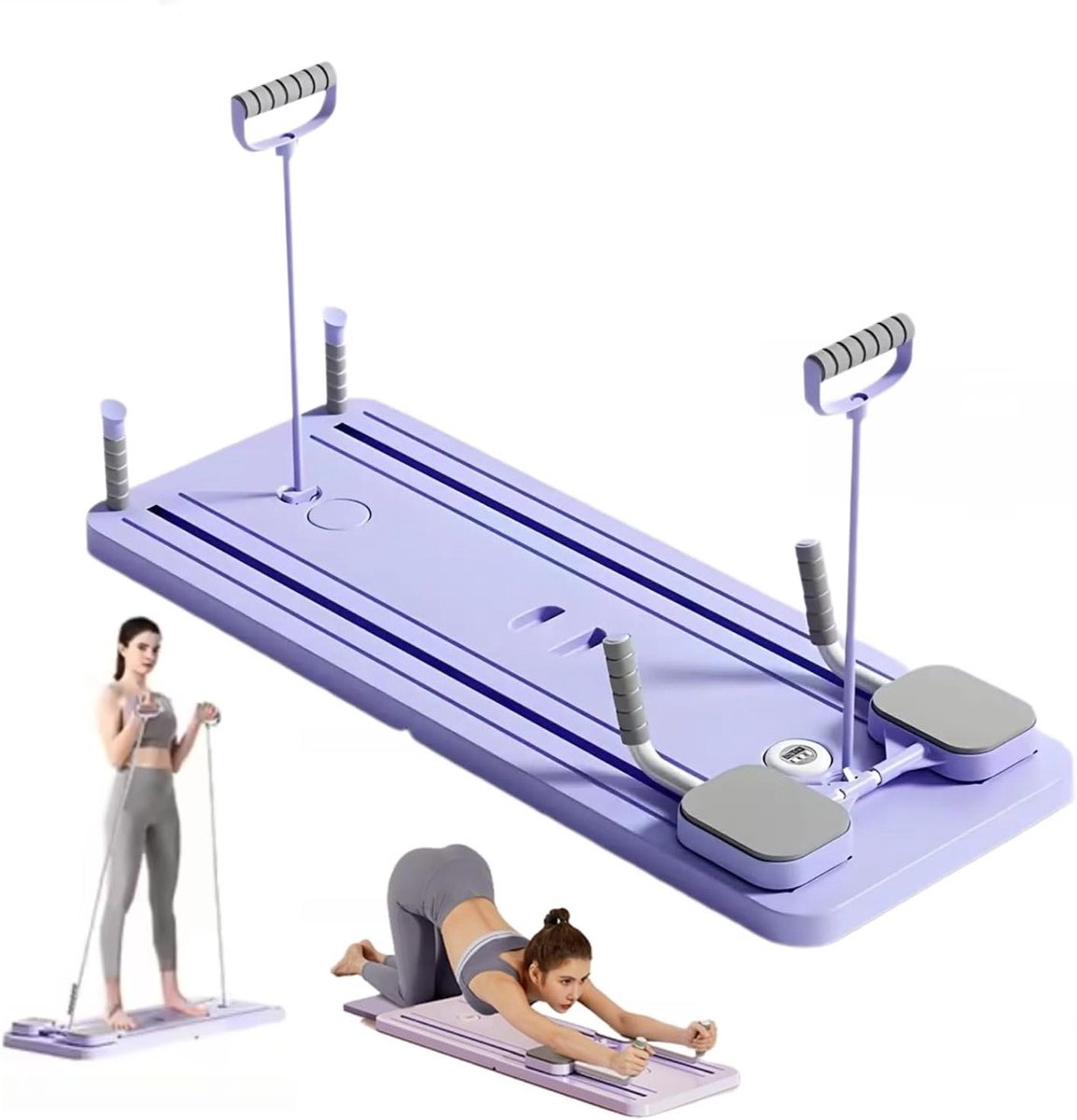 Pilates Reformer Board - Core Trainer Fitness Board - Thuis Trainen - 4-in-1 Multifunctioneel - Opvouwbaar - Paars
