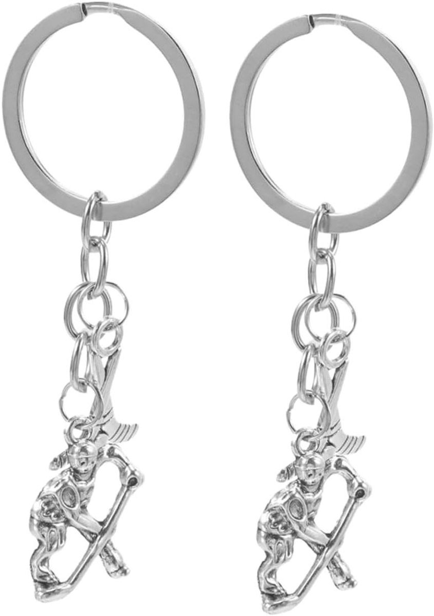 Hockey Sleutelhangers - Sport Accessoires - Tas Decoratie - Set van 2 - 8 cm Lengte - Zilverkleurig