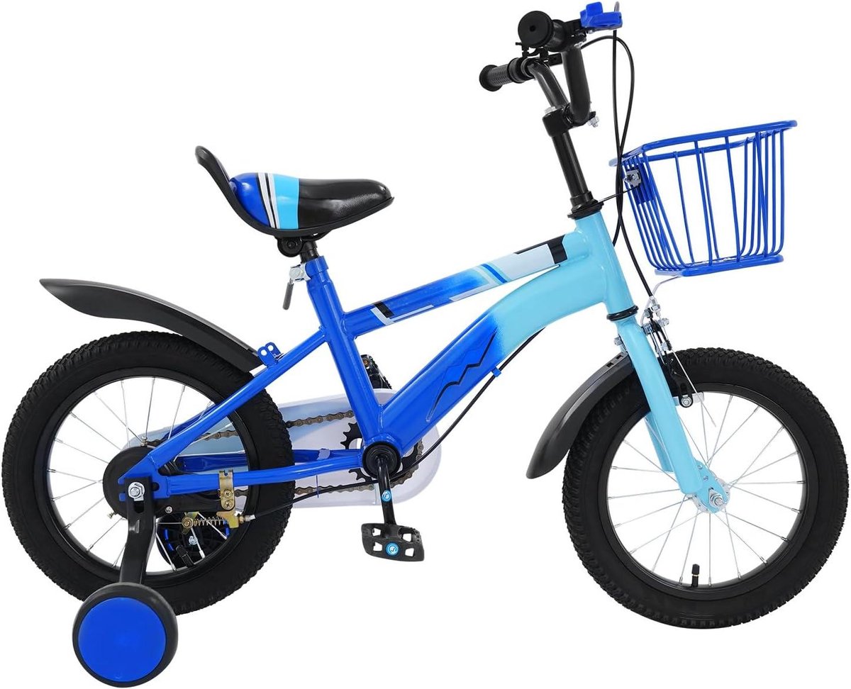 Kinderfiets Meisjes - Loopfiets - Eerste Fiets - Met Steunwielen - 14 inch - Blauw