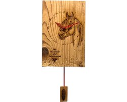 Oud hout Wandklok met Paard, naturel