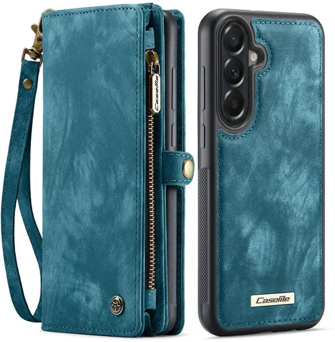 CaseMe 008 Geschikt voor Samsung Galaxy A57 - 2-in-1 Book Case en Back Cover - Magnetisch Uitneembaar - Portemonnee Hoesje - Blauw