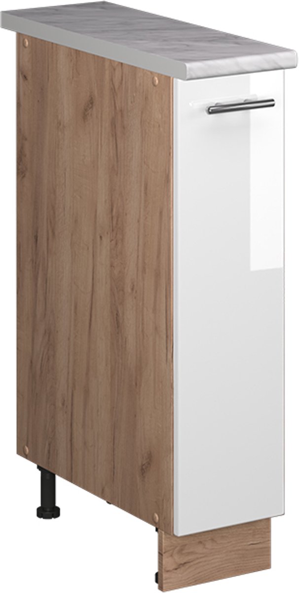 Vicco Apotheekkast Fame-Line, Wit Hoogglans/Goudkleurig Eiken, 20 cm, WB Marmer