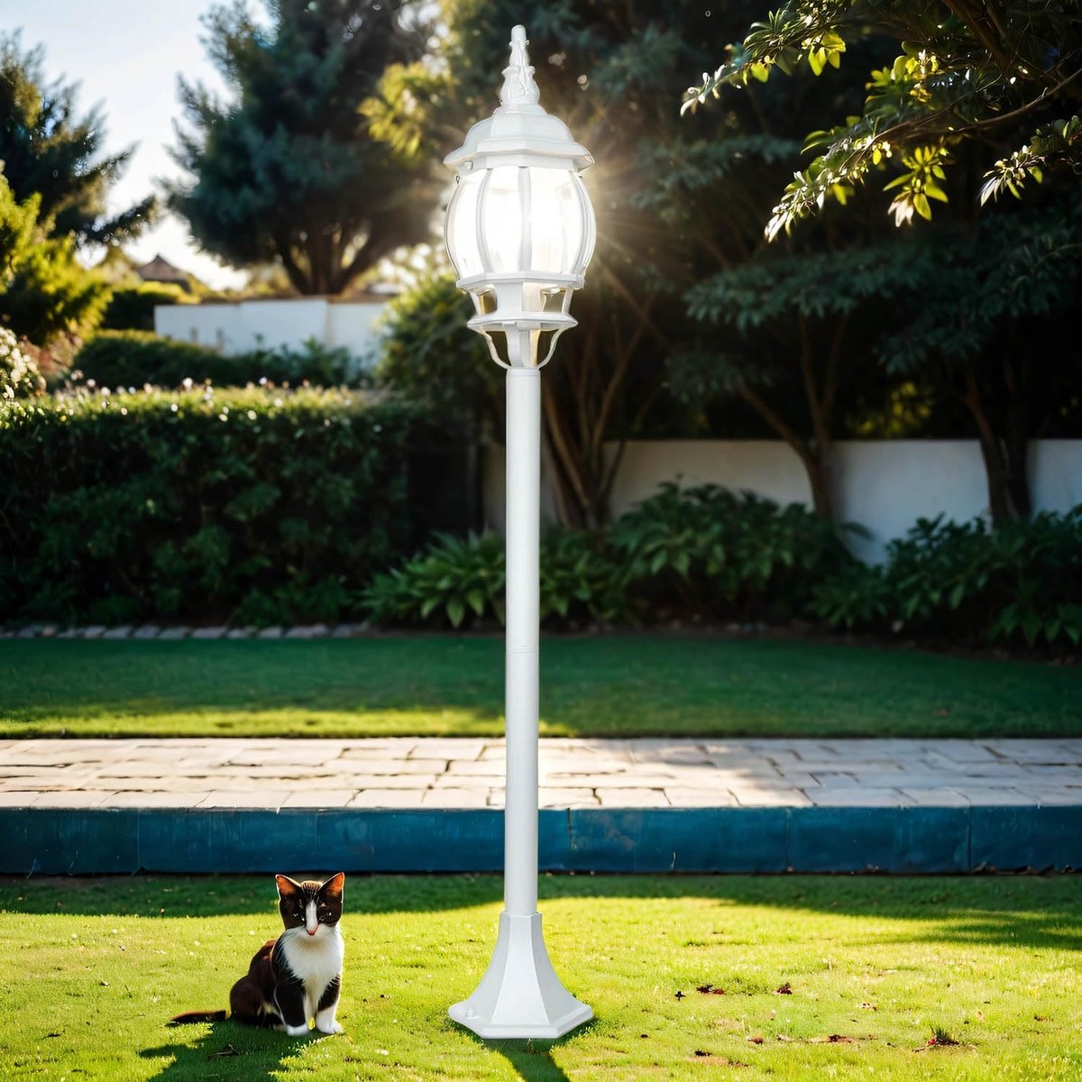 Buitenlamp lantaarn - Huis tuin - Veiligheid verhogen - Roestvrij aluminium - 115.5 cm hoo