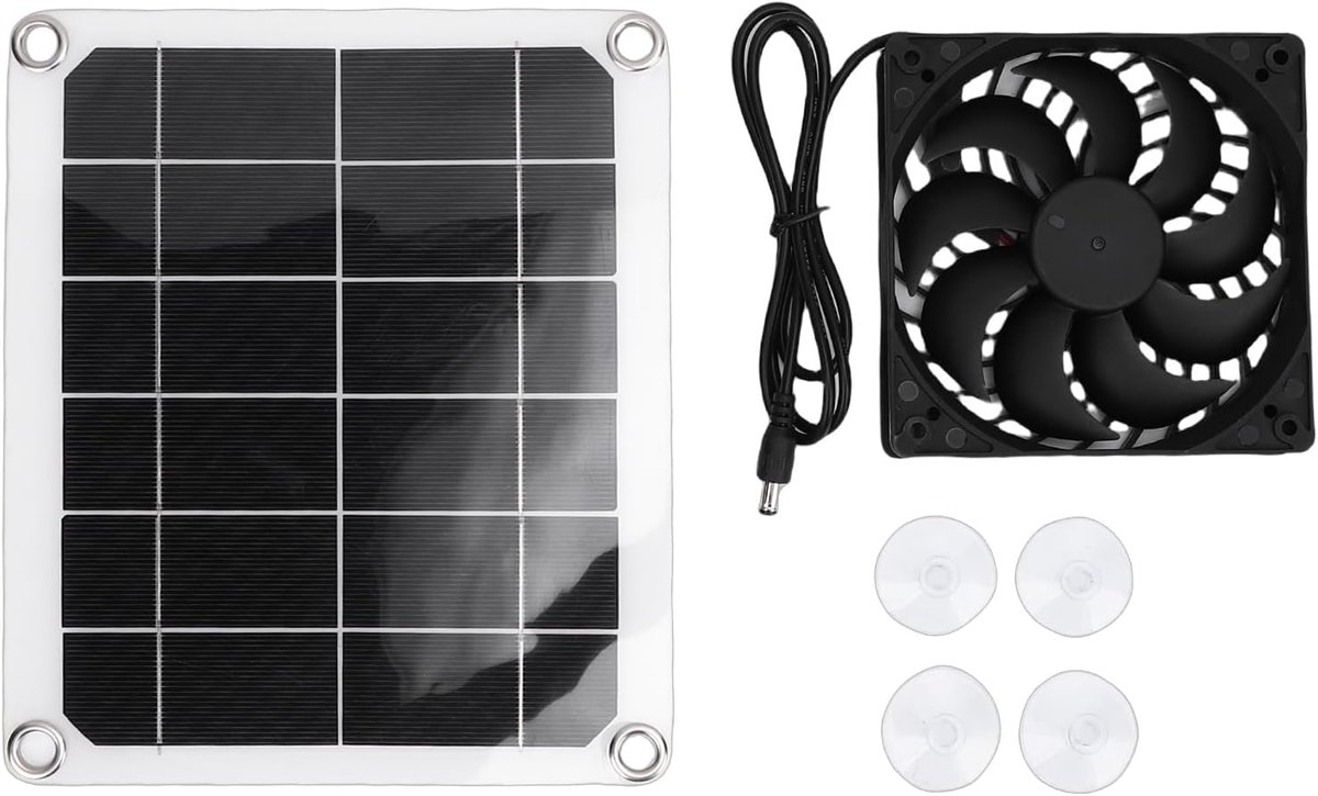 Ventilator op Zonne-energie - Afzuigventilator Set - Lucht Verfrissen - Efficiënte Zonne-e