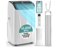 SereneLife Mobiele Airco - 12,000 BTU- Air Conditioner met WiFi - 3-in-1 Koelen, Ventilator en Ontvochtiger