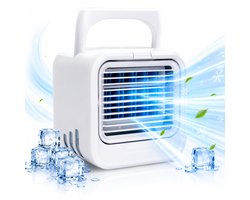 Mini Aircooler met Water USB-C - LED Licht - Tafelventilator - Luchtkoeler - Mobiele Airco - Bureau Ventilator - Silvergear