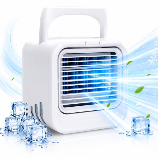 Mini refroidisseur d'air avec Water USB-C - Lumière LED - Ventilateur de table - Refroidisseur d'air - Ventilateur de bureau - Silvergear