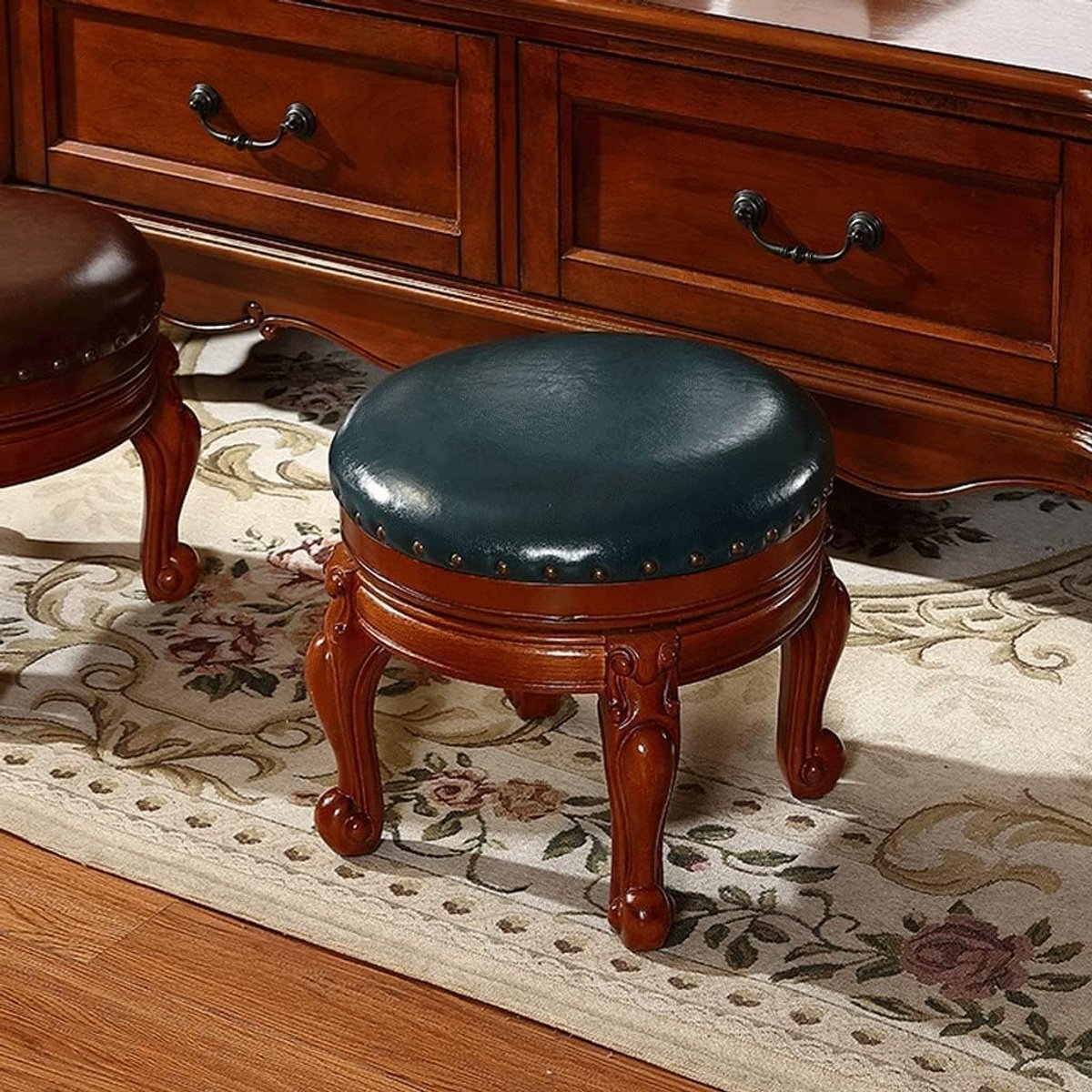 Voetenbank Ottomaans - Voetensteun Rond - Ontspannen Zitten - Massief Houten Frame - Hoge Elastische Vulling - Niet gespecificeerd