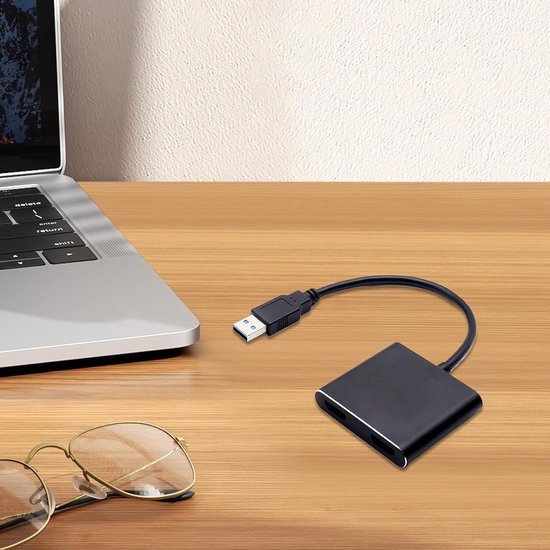 USB naar HD adapter - Display converter - Scherm uitbreiden - Plug and play - 1080p resolutie - Zwart — afbeelding 5