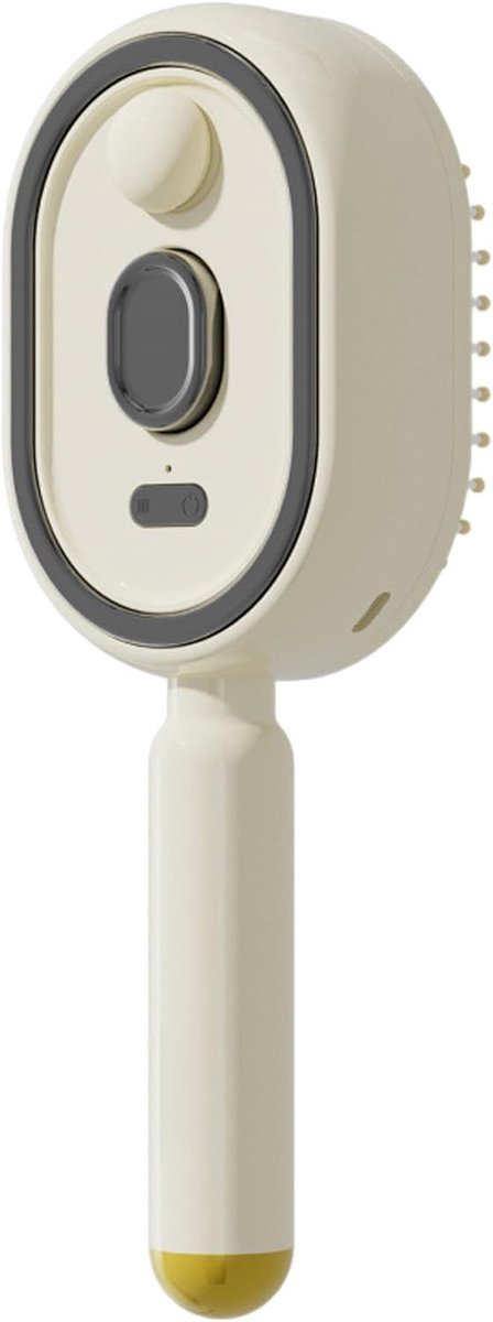 Haarborstel met waterstraal, stoomhaarborstel met etherische oliespray, elektrische kussenborstel van kunststof, antistatische ontwarrende borstel (beige) met stoomstijltang